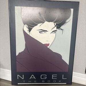 Vintage 1985 Patrick Nagel Promotional Print  "The Book" Framed 24 x 36